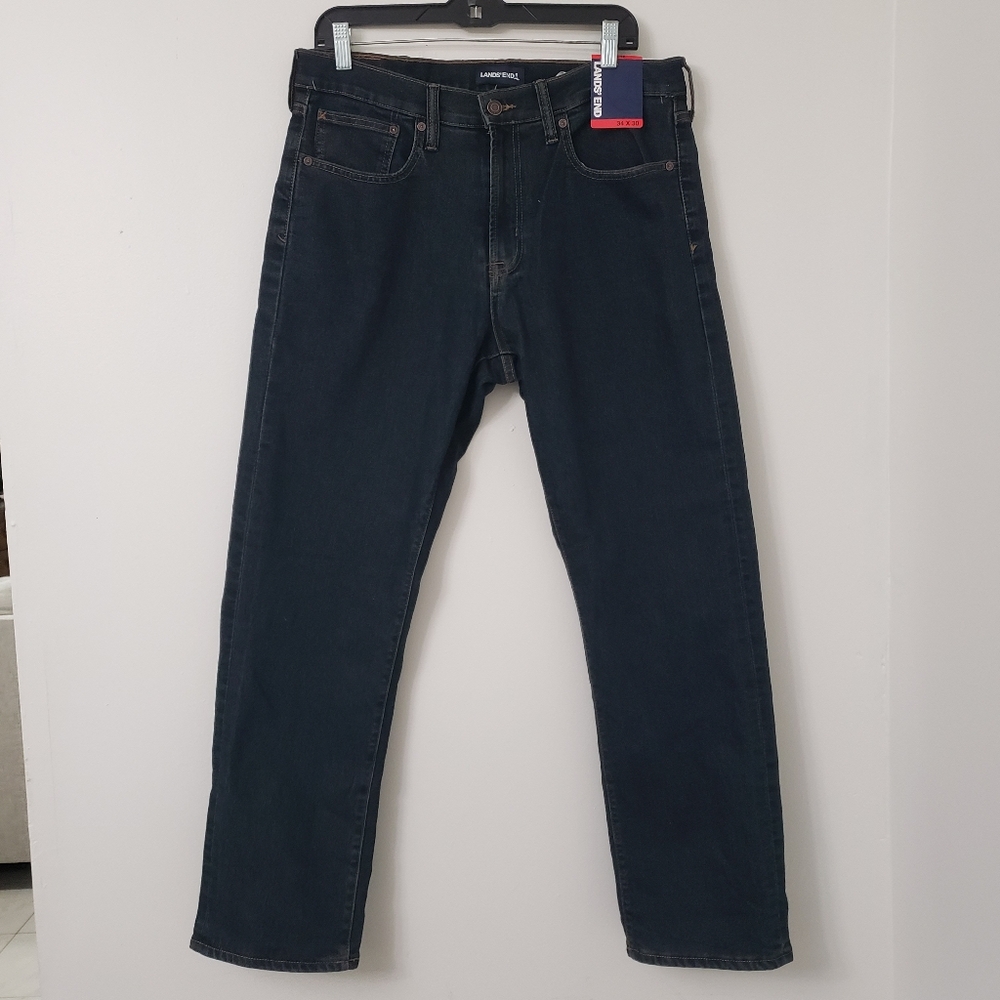 Lands' End Men's fannel- lined blue Jeans. Size:34 x 30